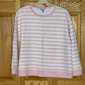Pink and White Striped Cotton Sweatshirt